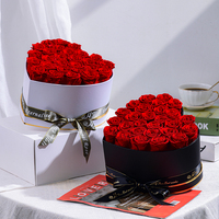 HFlora Factory Romantische 27 Stuks Ge conserveerde Eeuwige Rozen Hartvormig Langdurig 3-5 Jaar Houdbaar in Geschenkdoos Valentijn Vriendin
