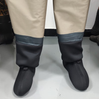 Waders de pêche imperméables et respirants à 5 couches avec fermeture éclair sur le devant et pieds en chaussette pour la pêche à la mouche