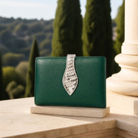 Bolso de Mano Tipo Clutch de Piel Sintética Color Verde Bosque con Correa de Pitón, Elegante y Chic para Uso Diario, Personalizable OEM