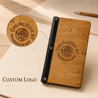 Maßgefertigte Vintage Holz-Menühalter Gäste-Rechnungsbücher mit Ledereinband Outdoor-Golfturnier-Broschüren Restaurant-Rechnungsabdeckungen
