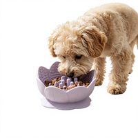 Gamelle anti-glouton pour chien en silicone alimentaire, forme lotus, 2-en-1, avec bol à lécher, sans pièces mobiles, fabriquée en Chine