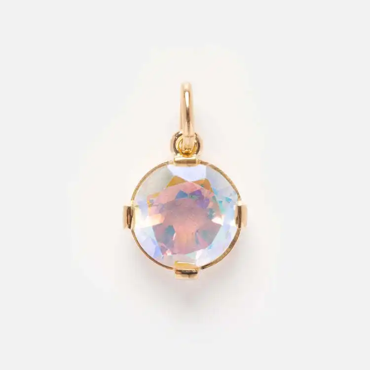 Bestone DIY Oval Square Round Pendant Necklace Women's Opal Necklace Natural Stone Pendant Charms