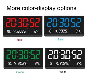 Horloge numérique moderne à affichage LED <span class=keywords><strong>de</strong></span> grande taille pour la température intérieure, <span class=keywords><strong>calendrier</strong></span> électronique grand format pour la maison, le bureau, le salon, décoration murale - Product Image 4
