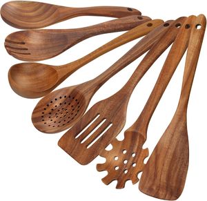 Offre Spéciale 9 pièces antiadhésif en bois d'acacia cuisine cuisson teck cuillère en bois spatule ustensiles haute qualité Stock disponible - Product Image 1