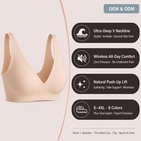 Ensemble soutien-gorge sans armatures grande taille, coupe 3/4, décolleté plongeant, sans couture, avec bonnets moulés fins, effet lissant et liftant, respirant, pour poitrine généreuse