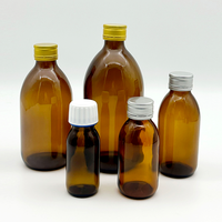 Botella de jarabe para la tos vacía de vidrio ámbar a buen precio de fábrica, botellas de vidrio de jarabe para la tos seca con tapa de rosca