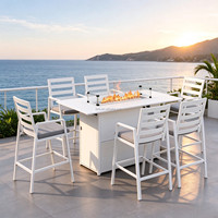 Ensemble de mobilier de bar de jardin en aluminium, table et chaises modernes avec table foyer pour repas en extérieur, hôtellerie et complexes hôteliers