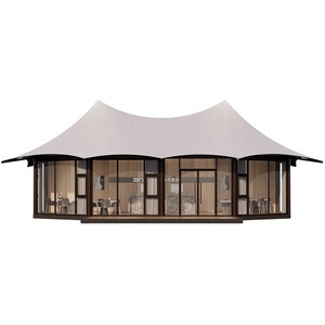 Carpa de Pared de Cristal con Estructura de Acero Prefabricada para Aldeas Glamping, Carpa de Lujo con Entrada de Cristal, Centro de Servicios para Resorts de Lujo - Product Image 1