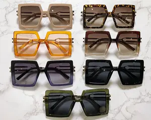 2022复古时尚男士太阳镜方形墨镜镂空太阳穴设计师女男士超大眼镜太阳镜