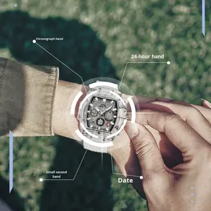 นาฬิกาข้อมือผู้ชายแฟชั่นแบรนด์ดัง OTM Trendy ดีไซน์ดั้งเดิม สำหรับนักศึกษา กันน้ำ เรืองแสง ตัวเรือนโลหะผสม สายพลาสติก ควอตซ์ กระจก 42 มม. - Product Image 5