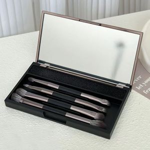 4Pcs Double Head Aluminum Handle Makeup Brush Set with Mirror Eyeshadow Blusher Lip Cosmetic Brush Kit - Product Image 1