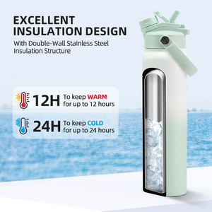 Bouteille d'eau de voyage mince de 25 oz pour tous les jours, en acier inoxydable, thermos isolé pour le bureau, le porte-gobelet de voiture, double couvercle, logo personnalisé - Product Image 4