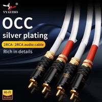 Câble en cuivre OFC OCC plissé argenté avec tresse câbles rca de voiture câble audio HIFI