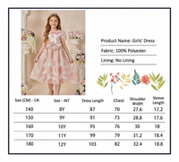 Robe de princesse de luxe en jacquard brodé pour filles, avec manches bouffantes et grand nœud, idéale pour anniversaire, mariage, fête, coupe trapèze
