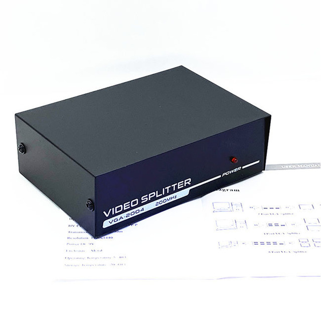 1x4 4 Port VGA XGA SVGA HD15 Video Splitter PC Laptop to TV LCD Monitor Display
