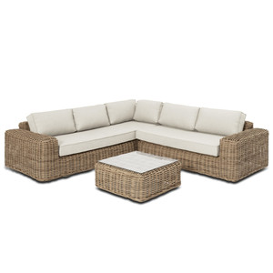 Salon de Jardin Modulable en Rotin Imperméable en Forme de L, Canapé d'Angle d'Extérieur pour Patio - Product Image 2