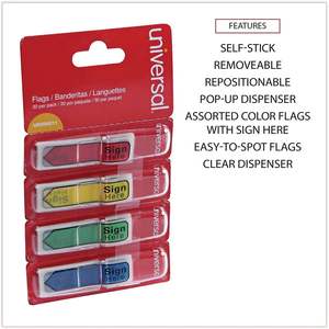 UNV99011 Deluxe 0.5 Pulgadas X 1.75 pulgadas Banderas de Señalización con Flecha y Mensaje, Universales, Colores Surtidos (Paquete de 120) - Product Image 4