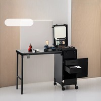 Valise de maquillage professionnelle 24'' résistante à l'eau en PC, avec miroir à 8 LED et haut-parleur Bluetooth
