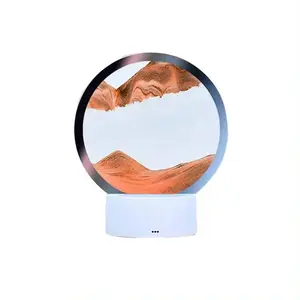 Colorful Bedroom Decoration Quicksand 3D Landscape Flowing Sand Picture Moving Sand Art Table Light Hourglass Night Lamp