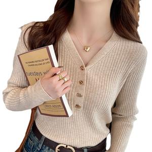 <span class=keywords><strong>Pull</strong></span> rouge <span class=keywords><strong>femme</strong></span> automne et hiver Super belle chemise de fond avec haut en tricot à col en V <span class=keywords><strong>pull</strong></span> tricoté de Noël - Product Image 5