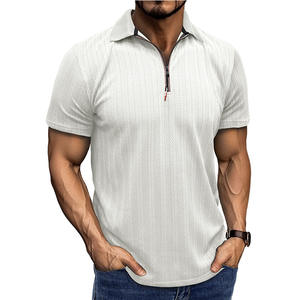 2025 été nouveau hommes à manches courtes Jacquard Polo Style européen américain revers fermeture éclair T-Shirt - Product Image 2