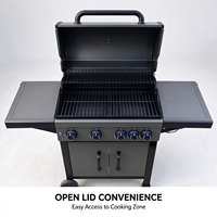 Barbecue à gaz en acier inoxydable de haute qualité avec 4+1 brûleurs, grille en maille et brûleur latéral pour barbecue extérieur autonome