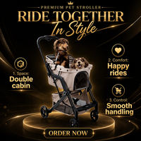 Poussette double pour animaux de compagnie, pliable, réglable, grand espace, 4 roues, cadre en alliage d'aluminium pour les voyages