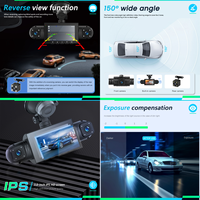 Caméra embarquée Podofo 3 pouces 1080P, enregistreur vidéo de voiture à quatre objectifs, vision nocturne, WiFi et application, enregistrement en boucle, livraison gratuite