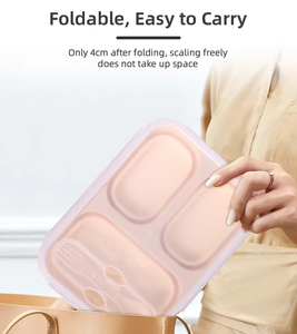 Boîte à bento pliable en silicone, de qualité alimentaire, sans BPA, anti-fuite, pour adultes et enfants. - Product Image 5