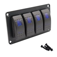 Interrupteur à bascule SPST 4 gangs 3 broches pour LED, panneau en aluminium