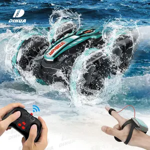 Voiture télécommandée amphibie, voiture jouet tout-terrain à capteur de gestes 4WD avec rotation à 360 degrés, voiture cascadeuse RC étanche