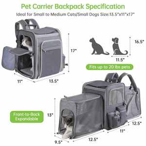 Nefes örgü Pet köpek sırt çantası yumuşak taraflı kedi taşıyıcı sırt çantası evcil hayvan taşıyıcı çanta kedi köpek için <span class=keywords><strong>20</strong></span> <span class=keywords><strong>Lbs</strong></span> kadar - Product Image 3