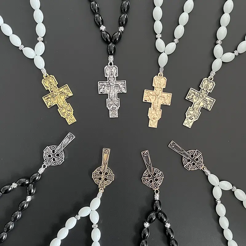 Dreamwork-collares con colgante de Cruz múltiple para coche y espejo retrovisor, colección de rosarios religiosos, accesorios artesanales para regalos