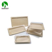 Barquette d'emballage alimentaire pour la restauration de sushis en bagasse de canne à sucre biodégradable avec film