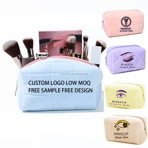 Custom Logo Multifunctional Storage Zipper Toiletry Travel Luxury Soft Fluffy Plush Velvet Women Cosmetic Bag Pencil Case Pouch