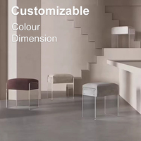 Zeitgenössische moderne Luxus Wohnzimmer Schlafzimmer möbel Transparente Acryl Hocker Samt Osmanische Stühle Bett Ende Bank Sitz Hotel
