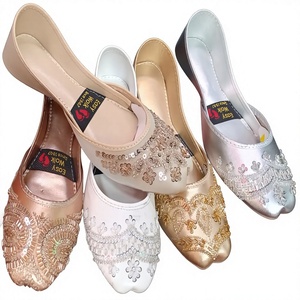 Pakistani Girls Khussa Shoes Beaded Traditional Handmade Mehndi Wedding Stones Good Quality Fancy Stylish <b>Jutti</b> for Girl Women - Product Image 1