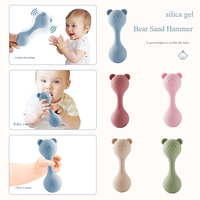 Bimier Hochet et Anneau de Dentition en Silicone de Qualité Alimentaire Sans BPA pour Bébé, Jouet Sensoriel Éducatif Mignon Animaux de Dessin Animé (Ours, Lapin, Girafe) 0-12 Mois