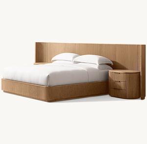 Hochwertiges Amerikanischer-Stil Maßgefertigtes Indoor-Möbel Eichenholz-Luxusbett im Faddistischen Postmodernismus-Design mit Erweiterter Schutzstruktur - Product Image 1