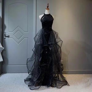 ब्लैक पार्कली हैटर शाम का गाउन रफल्ड टुले प्रेम लक्जरी औपचारिक पार्टी गाउन 2026 नई - Product Image 3