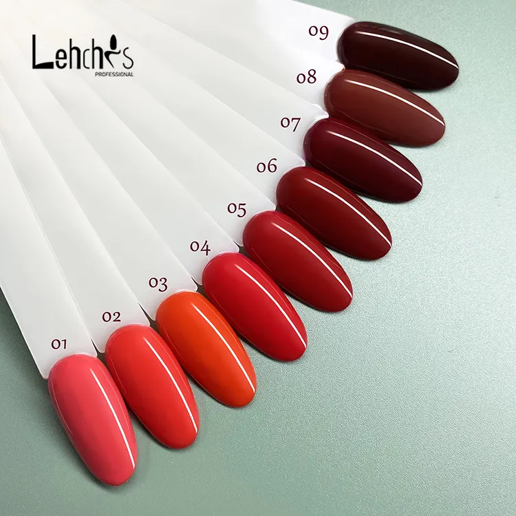 Lehchis red color 15ml rubber base coat long lasting professional manicure bling uv led gel nail polish
