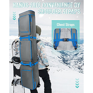 Convertible Ski <b>Bag</b> Backpack With Wheels Snowboard <b>Roller</b> <b>Bag</b> 6 Pockets Adjustable Length Shoulder Strap For Men Women Travel - Product Image 6