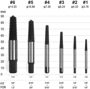 6-Piece Damaged Screw Extractor Set Bearing Steel <strong>Easy</strong> <strong>Out</strong> <strong>Tool</strong> for Broken Stripped Rusted Bolts Screws Factory Direct Sale - Product Image 3