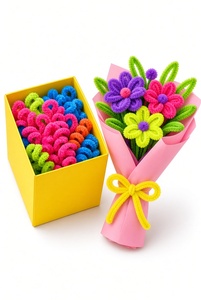Colorful Pipe Cleaner Rose <b>Bouquet</b> Craft Kit DIY Handmade Flower Gift <b>Box</b> - Product Image 4