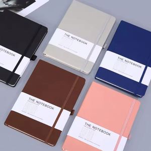 Cuaderno de Cuero PU A5 de Alta Calidad con Logotipo Personalizado Impreso, 100 Hojas, Páginas Rayadas Blancas Marfil, Encuadernación Wire-O, Diario Escolar Macaron - Product Image 1