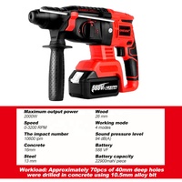 Marteau perforateur rotatif sans fil 2000W 588VF Li-ion sans balais 4 fonctions 26mm pour bricolage