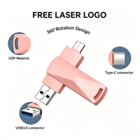 Clé USB Type C OTG 2-en-1 en alliage léger haute vitesse avec double interface pour téléphone et ordinateur portable, pivotante et portable
