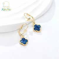 Pendientes de Trébol de Cinco Hojas Clásicos y Modernos de Alta Calidad, Diseño Único con Patrones Florales, Cristales de Estrás para Mujer