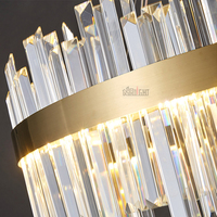 Lustre circulaire moderne en cristal doré de style nordique pour escaliers d'hôtel, éclairage nordique de luxe