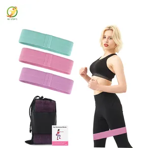 Custom Pink Fabric Fitness Yoga Hip Bands Sport Solid Patterned Resistance Glute Bands